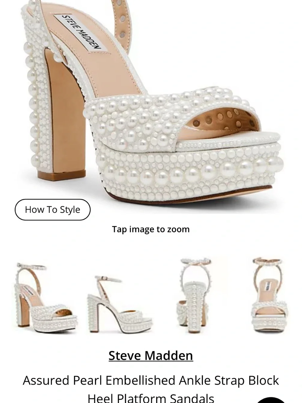Pearl White Platform Sandal by Pearl — Pearl-Embellished Strappy Heel